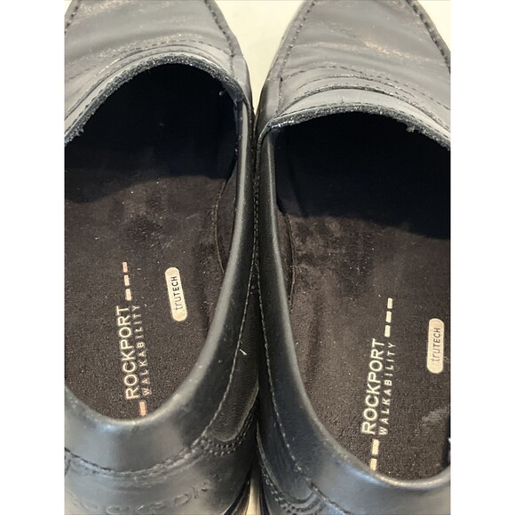 Rockport Mens 10.5 M Walkability Trutech Black Leather Penny Loafer Dress Shoes - Picture 7 of 16